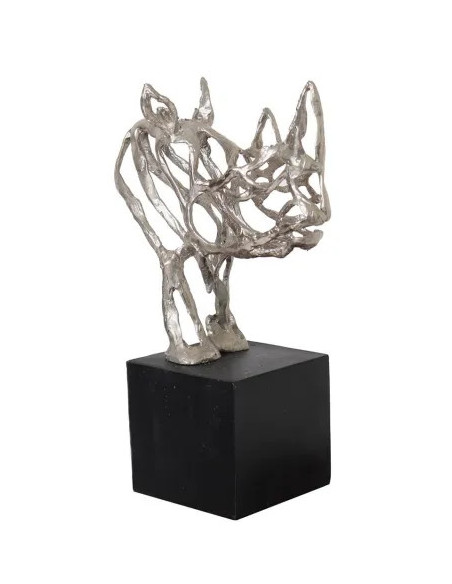 Tête rhinocéros déco en étain | Pièce brute et chic