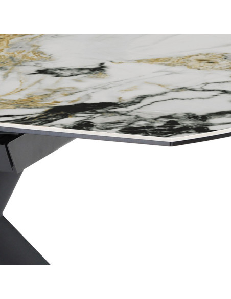 Table céramique Sofia à rallonges ronde Cold Jade