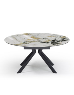 Table céramique Sofia à rallonges ronde Cold Jade 2