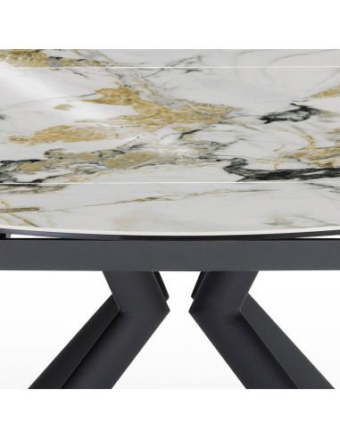 Table céramique Sofia à rallonges ronde Cold Jade