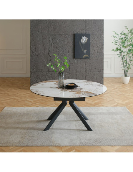 Table céramique Sofia à rallonges ronde Pandora