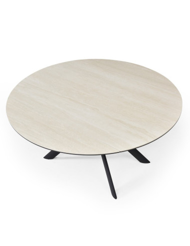 Table céramique Sofia à rallonges ronde Travertin