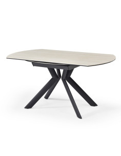 Table céramique Sofia à rallonges ronde Travertin