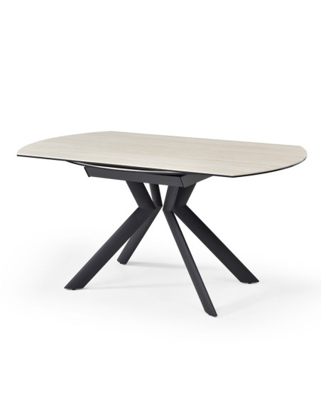 Table céramique Sofia à rallonges ronde Travertin