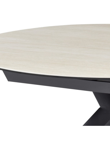 Table céramique Sofia à rallonges ronde Travertin