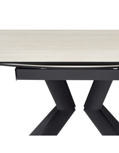 Table céramique Sofia à rallonges ronde Travertin