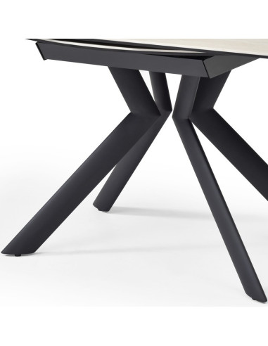 Table céramique Sofia à rallonges ronde Travertin