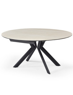 Table céramique Sofia à rallonges ronde Travertin 2