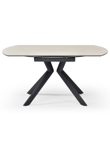 Table céramique Sofia à rallonges ronde Travertin