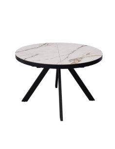 Table céramique Natalia ronde à rallonge Golden Stone