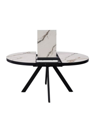 Table céramique Natalia ronde à rallonge Golden Stone
