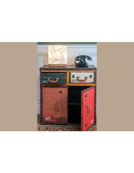 Buffet Valises 2 tiroirs, 2 portes | Meuble vintage déco