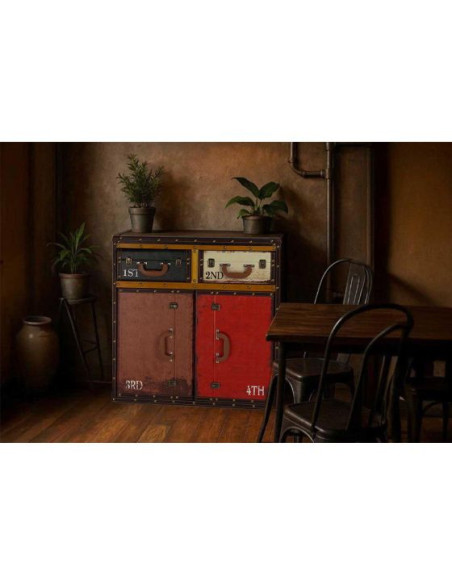 Buffet Valises 2 tiroirs, 2 portes | Meuble vintage déco
