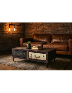 Table basse Valises 2 tiroirs | Meuble vintage déco 2