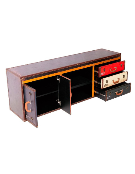 Meuble TV Valises – 2 portes et 3 tiroirs | Meuble vintage déco