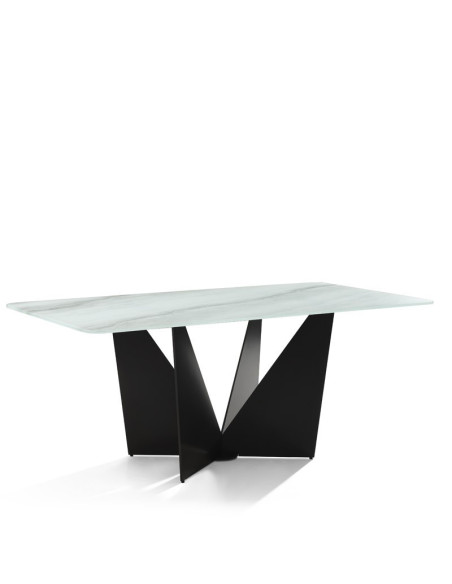 Table repas Alexia verre jade blanc