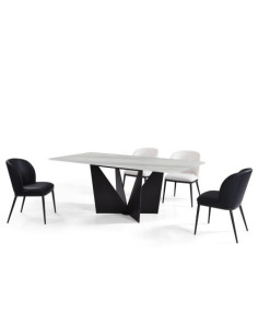 Table repas Alexia verre jade blanc 2