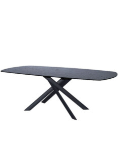 Table repas Livia verre noir martelé