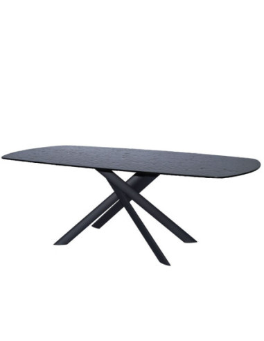 Table repas Livia verre noir martelé