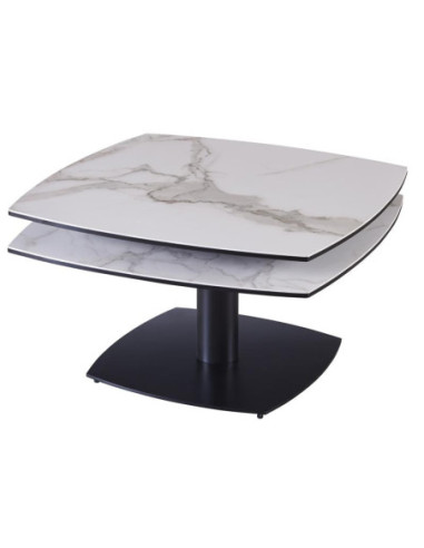 Table basse Tonga Arabescato céramique – plateaux pivotants