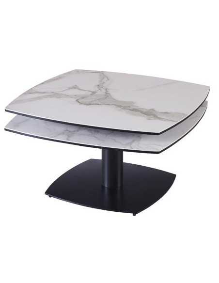 Table basse Tonga Arabescato céramique – plateaux pivotants