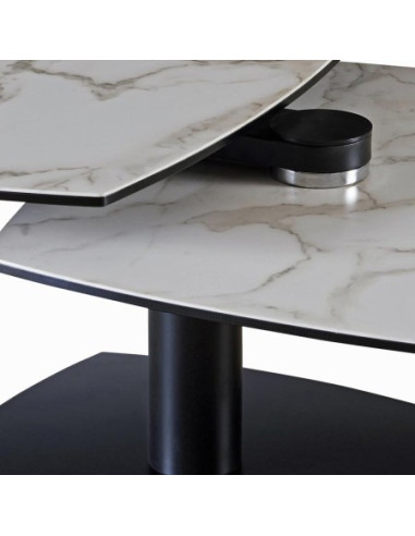Table basse Tonga Arabescato céramique – plateaux pivotants