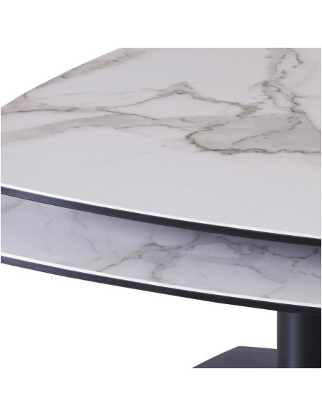 Table basse Tonga Arabescato céramique – plateaux pivotants