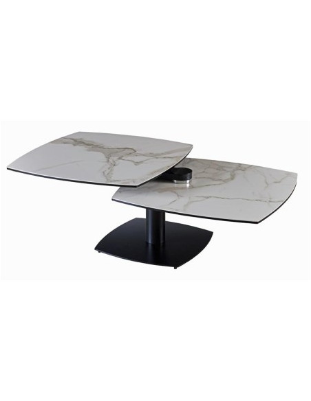 Table basse Tonga Arabescato céramique – plateaux pivotants