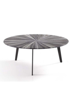 Table basse Rumba Grande – ronde, effet bois grisé