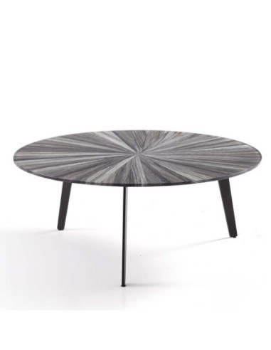 Table basse Rumba Grande – ronde, effet bois grisé