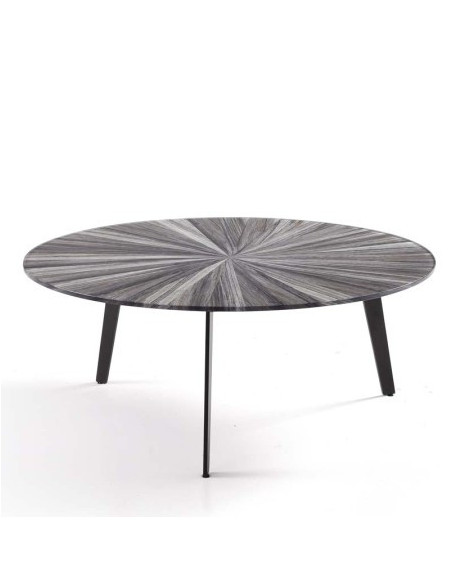 Table basse Rumba Grande – ronde, effet bois grisé