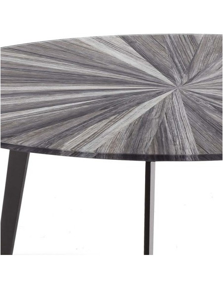 Table basse Rumba Grande – ronde, effet bois grisé