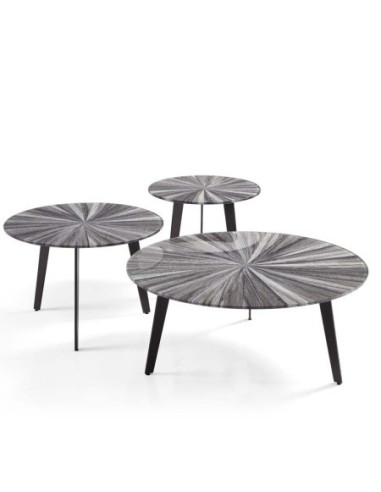Table basse Rumba Grande – ronde, effet bois grisé
