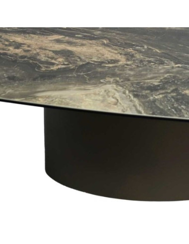 Table basse Roxy – céramique effet marbre foncé, bronze