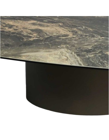 Table basse Roxy – céramique effet marbre foncé, bronze