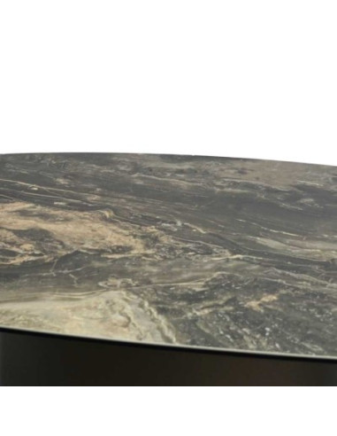 Table basse Roxy – céramique effet marbre foncé, bronze