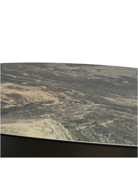 Table basse Roxy – céramique effet marbre foncé, bronze