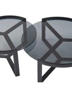 Ensembles Tables basses FIDJI verre fumé 2