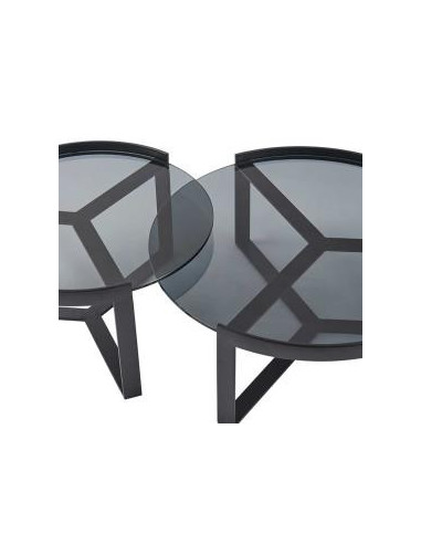 Ensembles Tables basses FIDJI verre fumé