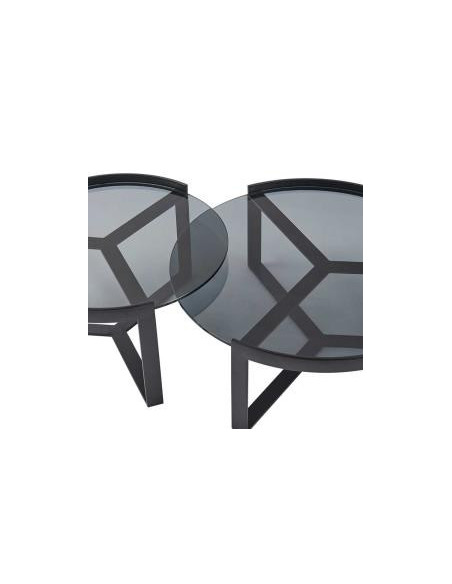 Ensembles Tables basses FIDJI verre fumé