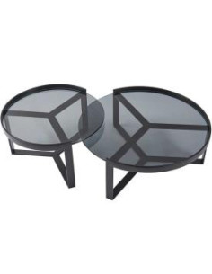Ensembles Tables basses FIDJI verre fumé