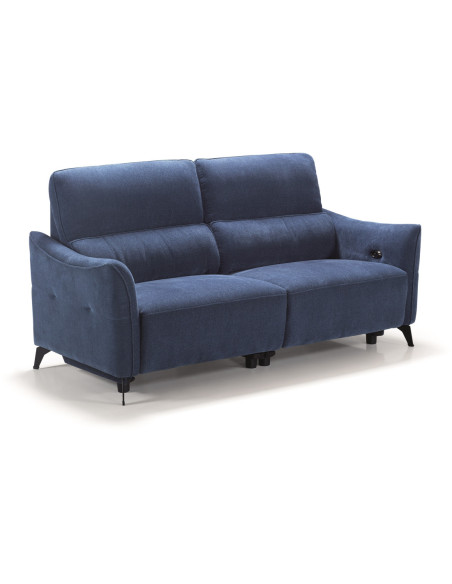 Canapé BERGAMO 3 places relax bleu 2 relax électriques