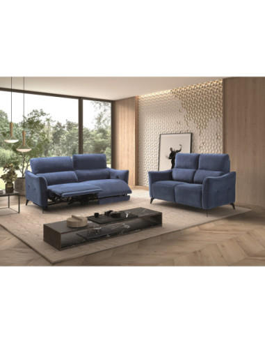 Canapé BERGAMO 3 places relax bleu 2 relax électriques