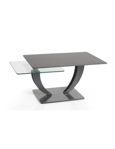 Table ovale dessus verre pivotant trempé 10mm