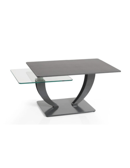 Table ovale dessus verre pivotant trempé 10mm