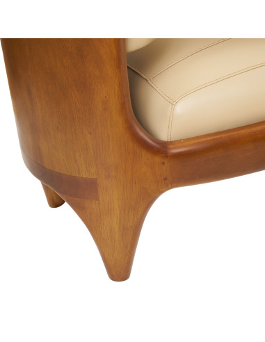 Fauteuil scandinave cuir beige