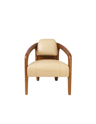 Fauteuil club cuir beige