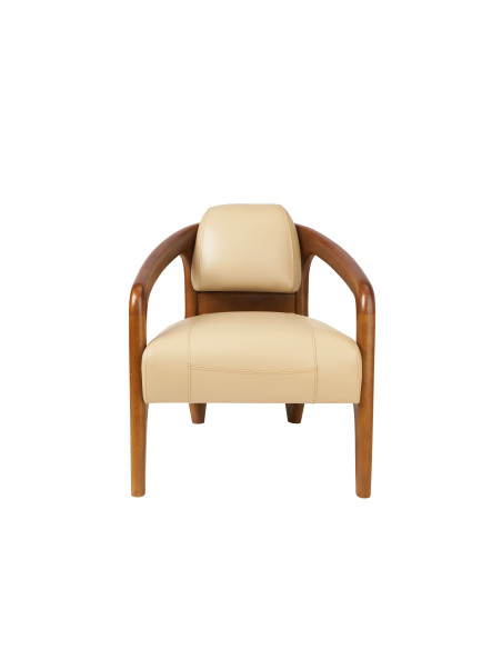 Fauteuil club cuir beige