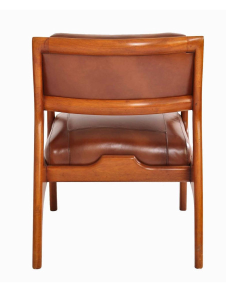 Fauteuil club berfen bois massif et cuir