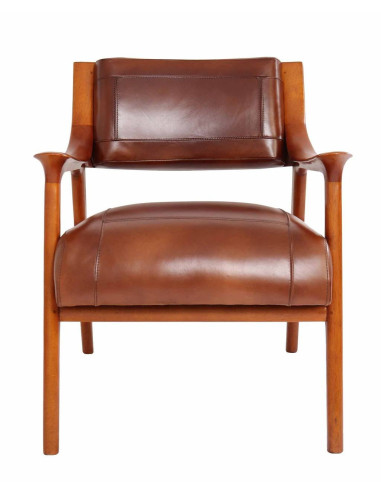 Fauteuil Scandinave en cuir marron